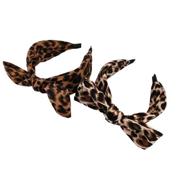 Leopard Print Bow Headbands - Picture 1 of 3